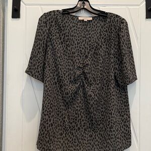 LOFT Black and Gray Animal Print Blouse